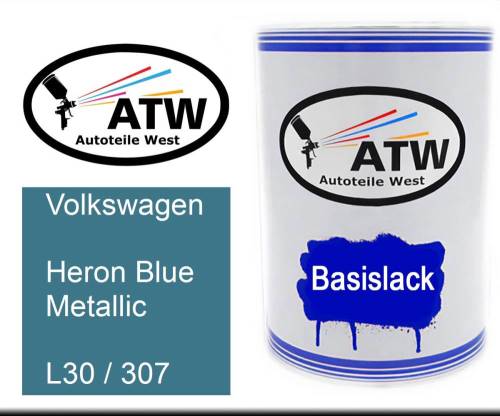 Volkswagen, Heron Blue Metallic, L30 / 307: 500ml Lackdose, von ATW Autoteile West.